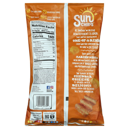 Sun Chips 100% Whole Grain Harvest Cheddar Flavored Multigrain Snacks, 7 Oz Bag