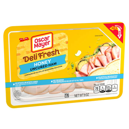 Oscar Mayer Deli Fresh Honey Uncured Sliced Ham Deli Lunch Meat, 9 Oz Package