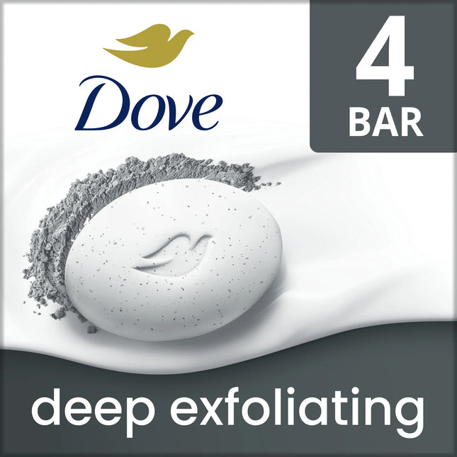 Dove Beauty Bar Soap for Women Deep Exfoliating Charcoal Powder & Glycerin All Skin, 3.75 Oz 4 Bars