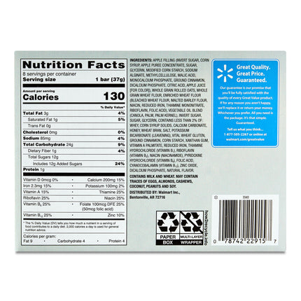 Great Value Fruit & Grain Cereal Bars Apple Cinnamon, 10.4 Oz, 8 Count