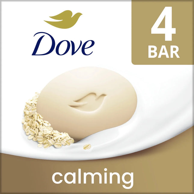 Dove Beauty Bar Women'S Bath Soap Calming Oatmeal & Rice Milk, 3.75 Oz 4 Bars