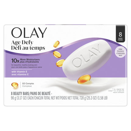 Olay Age Defying Bar Soap with Vitamin E and Vitamin B3 Complex Beauty Bars 3.17 Oz, 8 Count