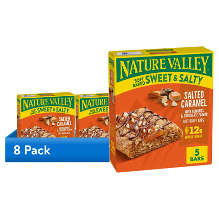 Nature Valley Soft Baked Sweet and Salty Bars, Salted Caramel, Whole Grain, 5 Bars, 6.2 Oz