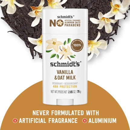 Schmidt'S Women'S and Men'S Aluminum-Free Vegan Deodorant, Vanilla & Oat Milk, 2.65 Oz