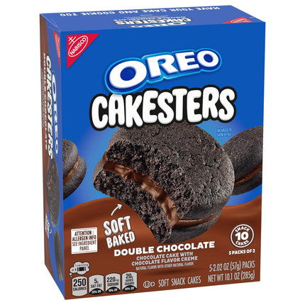 OREO Cakesters Double Chocolate Soft Snack Cakes, 5 - 2.02 Oz Snack Packs