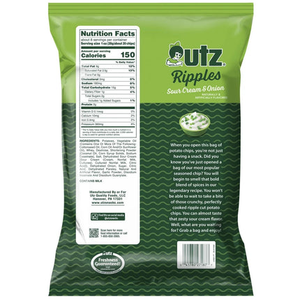 7.75 Oz Utz Ripples Sour Cream & Onion Potato Chips