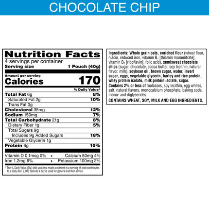 Kellogg'S Nutri-Grain Power-Fulls Chocolate Chip Chewy Soft Baked Oat Bites, Protein Snacks, 5.6 Oz, 4 Count