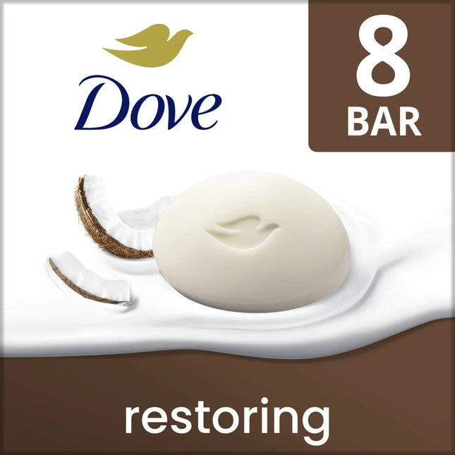 Dove Beauty Bar Women'S Bath Soap Restoring Coconut & Cocoa Butter, 3.75 Oz 8 Bars