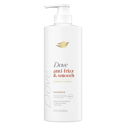 Dove Shampoo for Women anti Frizz & Smooth with Bio-Protein Care Technology and Shea Butter, 18 Oz