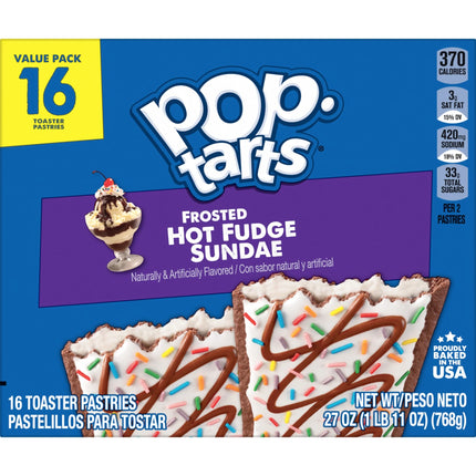 Pop-Tarts Frosted Hot Fudge Sundae Toaster Pastries, Breakfast Foods, Shelf-Stable, 27 Oz (16 Count)