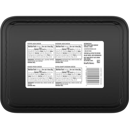Cracker Barrel Cracker Cuts Pepper Jack, Cheddar Jack, Asiago & Extra Sharp Cheddar Cheese Slice Variety Pack, 48 Ct Tray