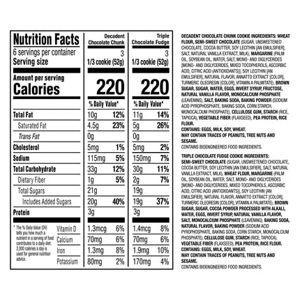 King Krumb Decadent Chocolate Chunk and Triple Chocolate Fudge Bakery Cookies, 11Oz, 2 Count, Baked, Ready to Eat