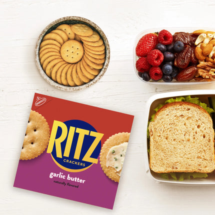 RITZ Garlic Butter Crackers, Snacks for Kids and Adults, Lunch Snacks, 13.7 Oz