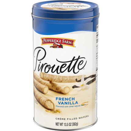Pepperidge Farm Pirouette Cookies, French Vanilla Crème Filled Wafers, 13.5 Oz Tin