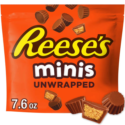 Reese'S Minis Milk Chocolate Unwrapped Peanut Butter Cups Candy, Bag 7.6 Oz