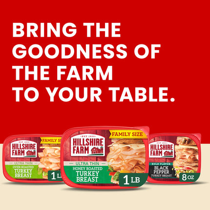 Hillshire Farm Ultra Thin Sliced Honey Roasted Turkey Breast Deli Lunch Meat, 16 Oz Plastic Tub