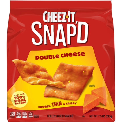 Cheez-It Snap'D Double Cheese Cracker Chips, Thin Crisps, 7.5 Oz