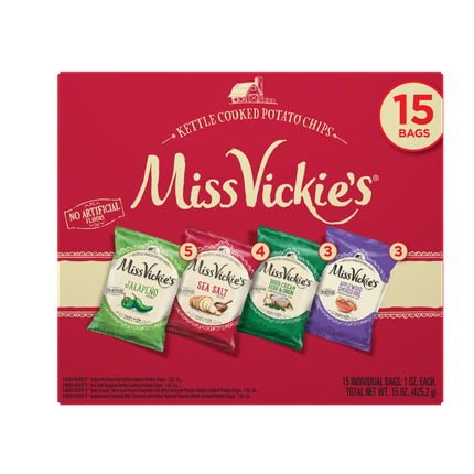 Miss Vickie'S Kettle Cooked Potato Chips, 4 Flavor Variety Pack, 1 Oz, 15 Count
