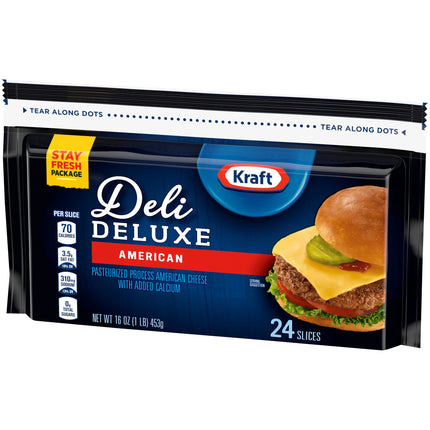 Kraft Deli Deluxe American Cheese Slices, 24 Ct Bag, Refrigerated