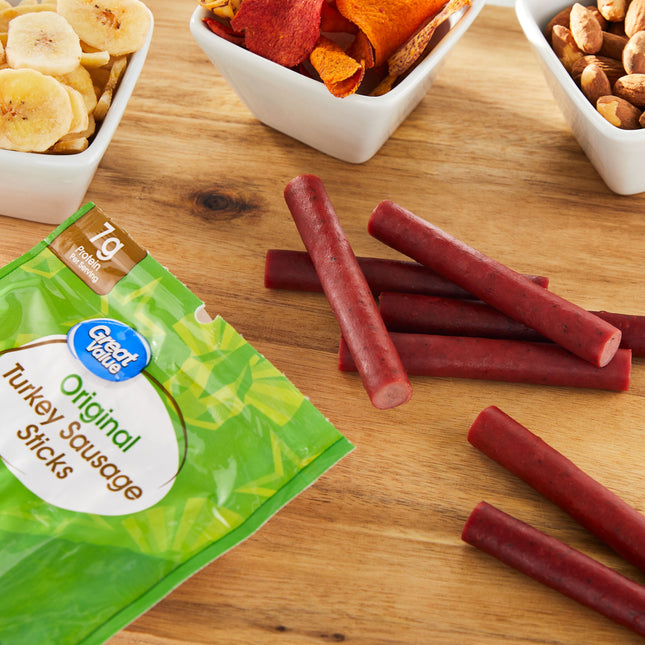 Great Value Original Fully Cooked Turkey Sausage Sticks Resealable Plastic Package, 8 Oz
