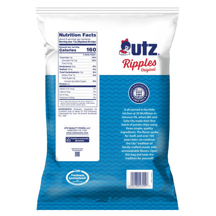 Utz Ripples Original Potato Chips, 7.75 Oz Bag