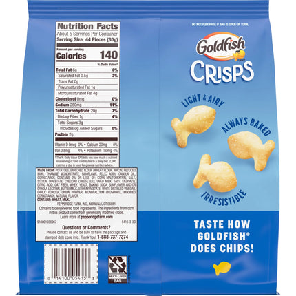 Goldfish Crisps Salt & Vinegar Flavored Baked Chip Crackers, 6.25 Oz Bag