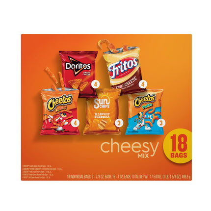 Frito-Lay Cheesy Snack Chips Variety Pack, 18 Count Multipack Box