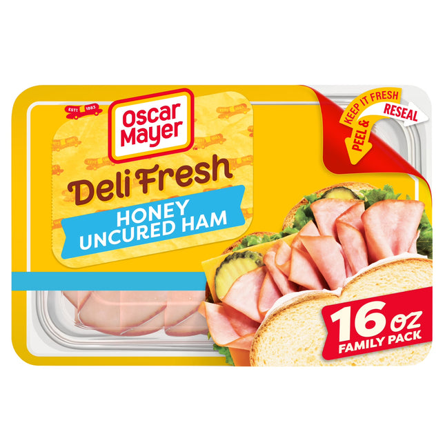 Oscar Mayer Deli Fresh Honey Uncured Sliced Ham Deli Lunch Meat Family Size, 16 Oz Package