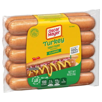 Oscar Mayer Turkey Franks Hot Dogs, Refrigerated, 16 Oz, 10 Count