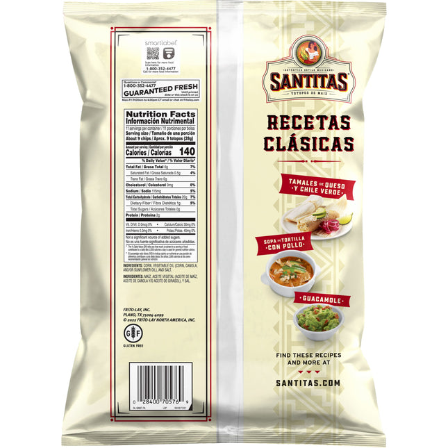 Santitas White Corn Tortilla Chips Snack Chips, 11 Oz Bag