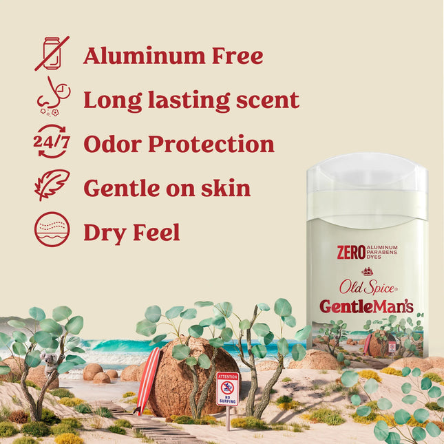 Old Spice Aluminum Free, Men'S Deodorant, Gentleman'S Blend Stick, Eucalyptus with Coconut Oil, 3.0 Oz