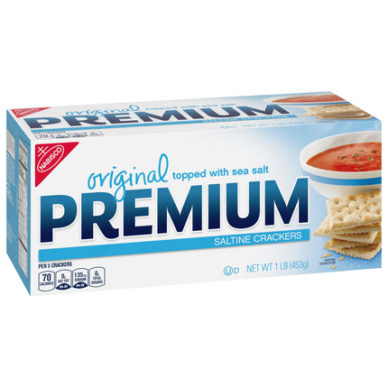Premium Original Saltine Crackers, Lunch Snacks, 16 Oz