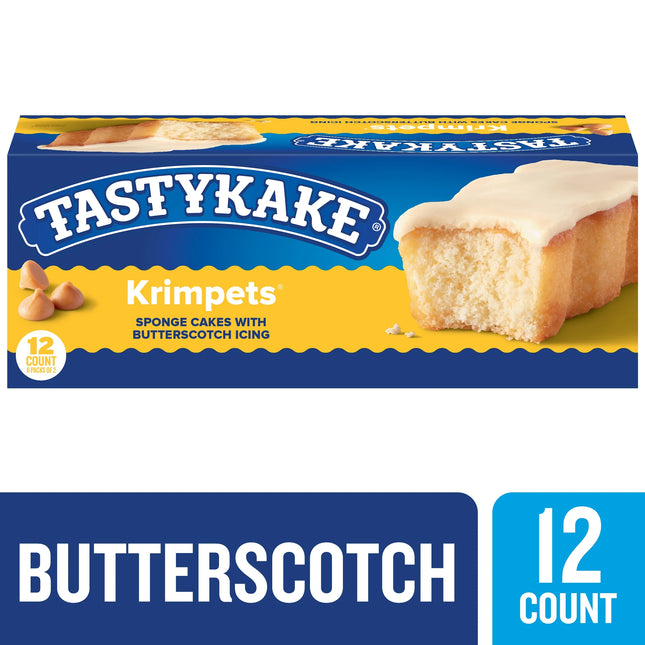 Tastykake Butterscotch Krimpets, Butterscotch Icing, Snack Cakes, 12 Oz, 12 Count, Shelf-Stable