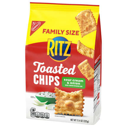 RITZ Toasted Chips Sour Cream and Onion Crackers, Party Snacks, Family Size, 11.4 Oz