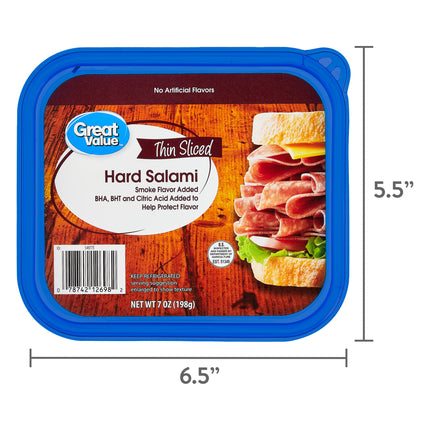 Great Value Hard Salami Lunchmeat, 7 Oz, Re-Sealable Plastic Container, 5 G of Protein per 1 Oz Serving