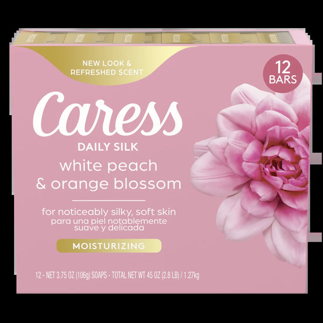 Caress Daily Silk Beauty Bar Soap for Dry Skin 3.75 Oz 12 Bars