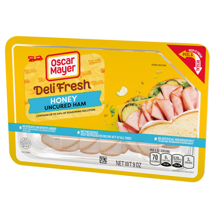 Oscar Mayer Deli Fresh Honey Uncured Sliced Ham Deli Lunch Meat, 9 Oz Package