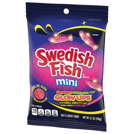 SWEDISH FISH Mini Glow Ups Strawberry-Watermelon Soft & Chewy Candy, 6.7 Oz