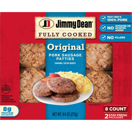 Jimmy Dean Fully Cooked Original Pork Sausage Patties, 9.6 Oz, 8 Count