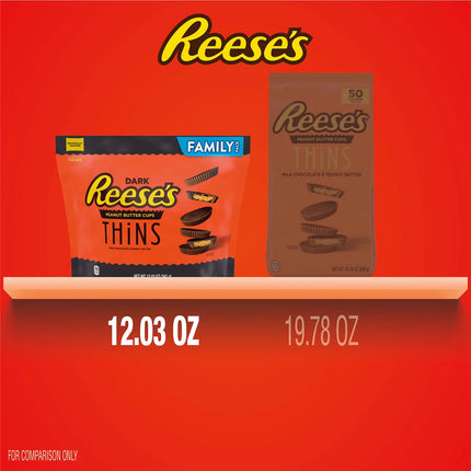 Reese'S Thins Dark Chocolate Peanut Butter Cups Candy, Family Pack 12.03 Oz