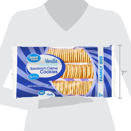 Great Value Vanilla Creme Flavor Sandwich Cookies, 25 Oz