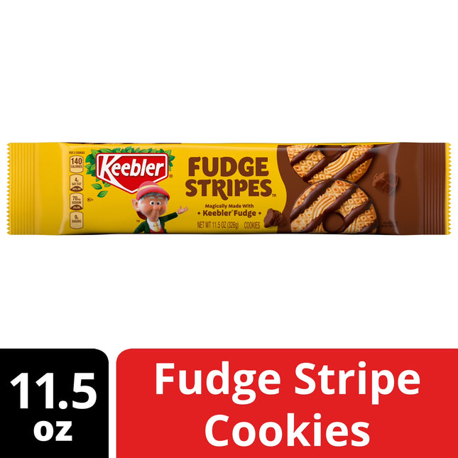 Keebler Fudge Stripes, Original Shortbread Cookies Coated in Keebler Fudge, 11.5 Oz