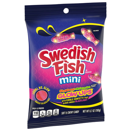 SWEDISH FISH Mini Glow Ups Strawberry-Watermelon Soft & Chewy Candy, 6.7 Oz