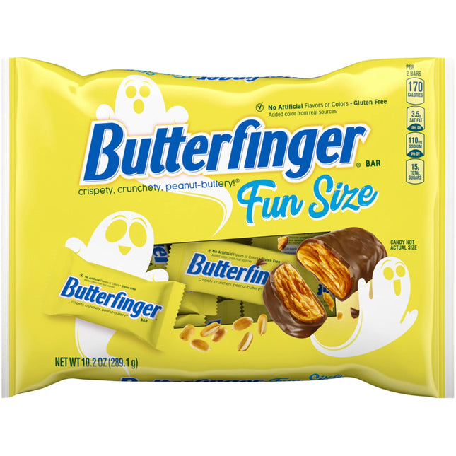 Butterfinger, Chocolatey, Peanut-Buttery, Individually Wrapped Fun Size Candy Bars, Halloween Candy, 10.2 Oz