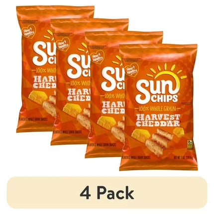 Sun Chips 100% Whole Grain Harvest Cheddar Flavored Multigrain Snacks, 7 Oz Bag