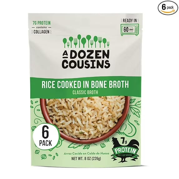 A Dozen Cousins Rice Cooked in Bone Broth,  Gluten-Free  8 oz Pouch