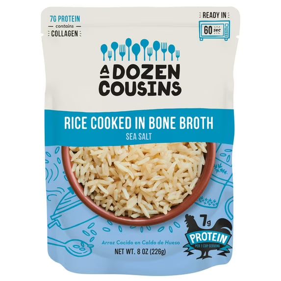 A Dozen Cousins Sea Salt Rice Cooked in Bone Broth, Gluten-Free , 8 oz Pouch