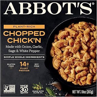 Abbot’s, Plant-Based Chopped Chicken Vegan, Gluten-Free, 10 Ounce