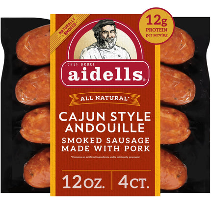Aidells All Natural Cajun Style Andouille Smoked Pork Sausage Links, 4 Count