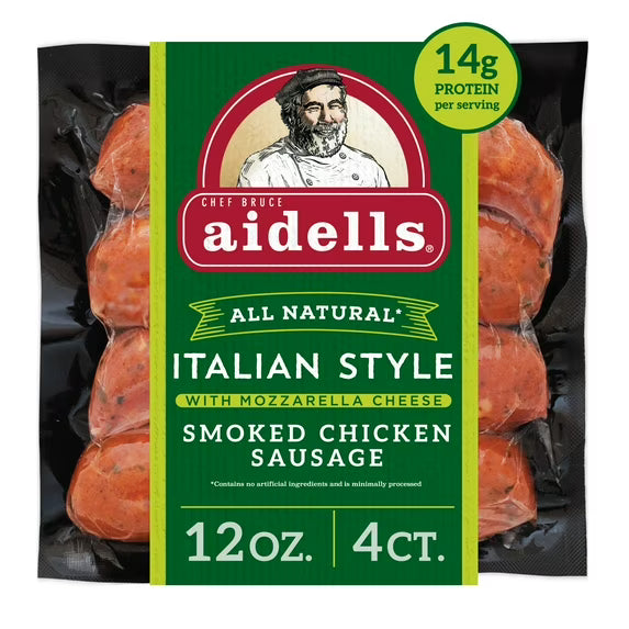 Aidells Italian Style Smoked with Mozzarella Cheese Chicken Sausage Links, 12 oz, 4 Count